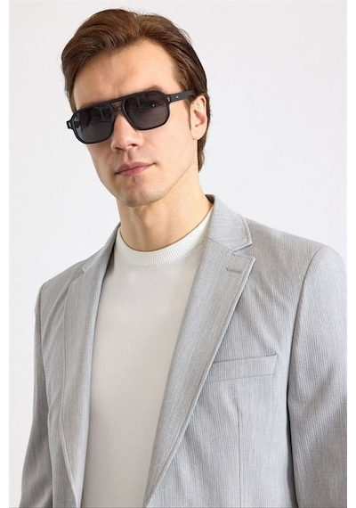 Süvari Gri Slim Mono Yaka Düz Torba Cep 6 Drop Takım Elbise Tk1006900398-s05
