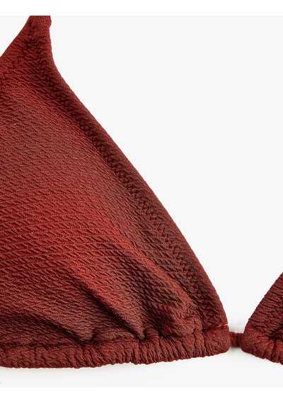 Koton Dokulu Üçgen Bikini Üstü Kahverengi 6sak10010mm