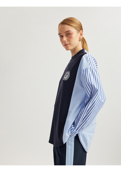 Koton İki Farklı Kumaş Detaylı Rahat Kalıp Uzun Kollu Bisiklet Yaka Çizgili Sweatshirt Lacivert 5sak60006ek Lacivert Koton İki Farklı Kumaş Detaylı Rahat Kalıp Uzun Kollu Bisiklet Yaka Çizgili Sweatshirt Lacivert 5sak60006ek Lacivert