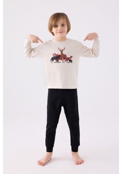 Rolypoly Erkek Çocuk Krem Pijama Takımı Rp3452-c-v2