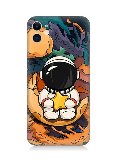 Apple Uyumlu iPhone 11 Silikon Kılıf Astranot Ay Ve Yıldız