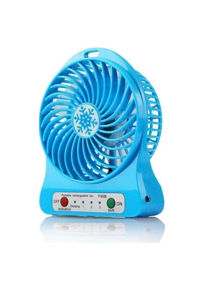 3 Kademeli Şarjlı Masa Üstü Usb Mini Taşınabilir Vantilatör Fan Mavi Karışık