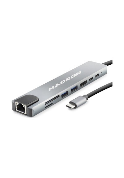 Type-c Combo Hub Hdmi 4k Usb 3.0 Lan Kart Okuyucu 8 Port - Gri Hdx7841
