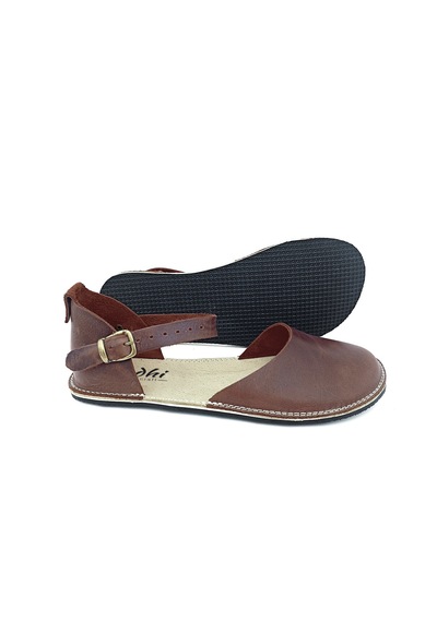 Bodhi Handcraft Kadın Barefoot Hakiki Deri Minimalist Günlük Sandalet El İmalatı Koyu Kahverengi