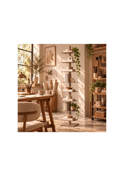 Axis 8 Raflı Metal Kitaplık Modern Tasarım Dikey Dekoratif Kitaplık Bej - 935176049 Bej