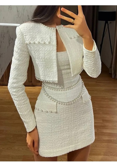Havens Ginza Premium Elbise Ceket Set BEYAZ
