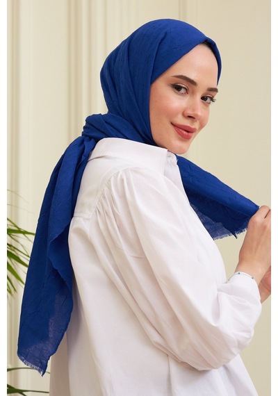 Bambu Şal Tesettür, Pamuklu, Hafif, Rahat, Şık, Yüksek Kalite, Hijab, Shawl, Original, Lux Saks Mavi