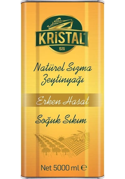 Kristal Erken Hasat Natürel Sızma Zeytinyağı 5 Litre Teneke