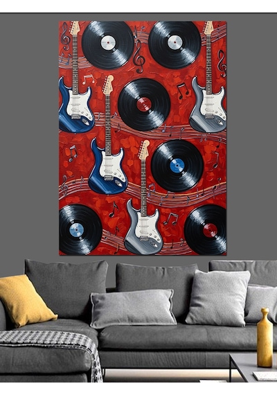 Ahşap Tablo Plak Müzik Retro Detay