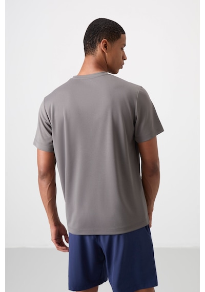 Tommy Life Koyu Gri O Yaka Standart Kalıp Logo Desenli Aktif Spor Erkek T-shirt - 88255 Koyu Gri