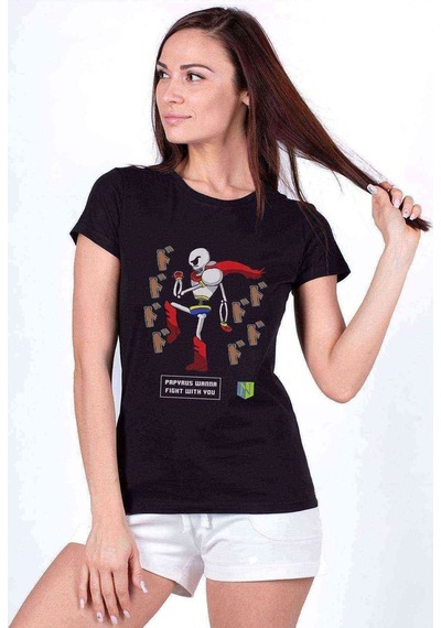 Undertale Baskılı Siyah Kadın Tshirt (534698169)