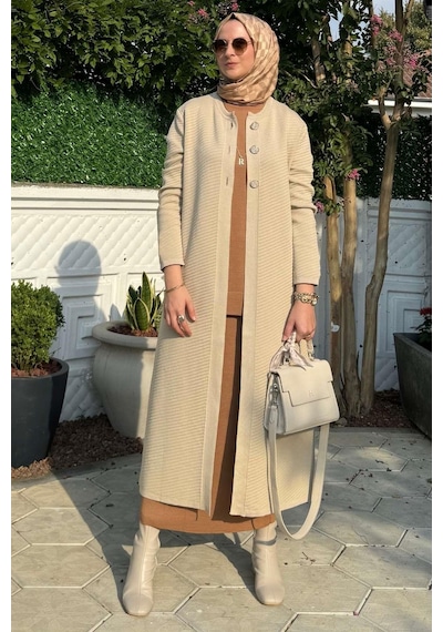 Rabia Şamlı Sinem Çelik Örme Triko Hırka Taş Normal