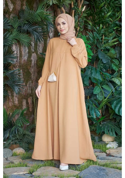 Neways 6482 Berlin A Pileli Elbise Camel