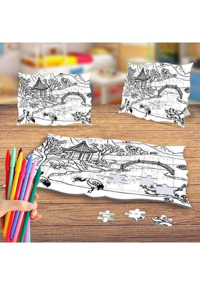 Güzel Manzaralı Boyama Puzzle Tablo Çocuk Eğitici Yapboz