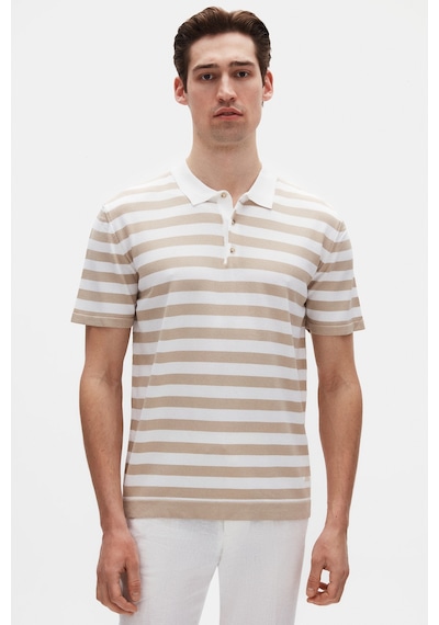 D's Damat Ds Damat Regular Fit Bej Çizgili Yazlık Rayon Triko T-shirt 4hc060112010m Bej