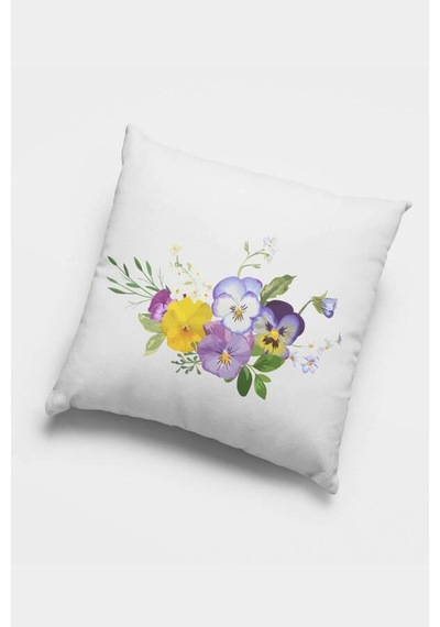 Mor Çiçek Desenli Çift Taraf 4'lü Set Kırlent Kılıfı 4kr050n11