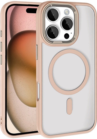Apple iPhone 16 Pro Max Kılıf Wireless Şarj Özellikli Casen Krom Magsafe Silikon Kılıf
