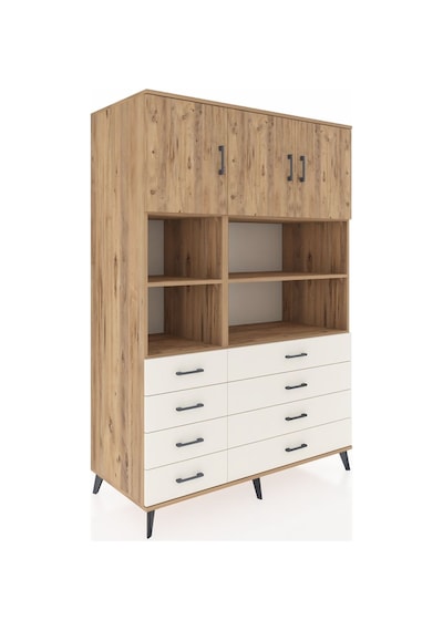 Kronos Dolap 8 Raflı 8 Çekmeceli 3 Kapaklı 132x59x195 Çam-çam... Çam