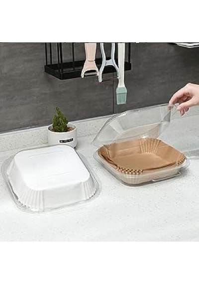 Airfryer Pişirme Kağıdı,xl-xxl Büyük Boy, Kare, 100 Adet Hava Fritöz Parşömen Fırın Kağıdı Tek Kullanıml