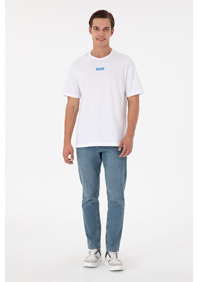 U.S. Polo Assn. Erkek Oversize Fit Bisiklet Yaka Tişört 50289280-vr024 Beyaz