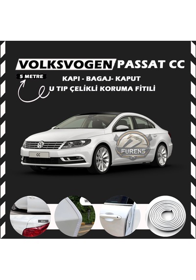 Volksvogen Passat Cc Oto Araç Kapı Koruma Fitili 5 Metre Parlak Beyaz Renk