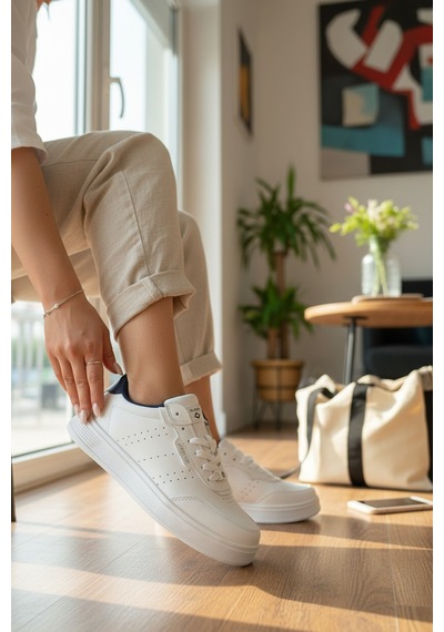 Enoch Kadın Lacivert Detaylı Yüksek Tabanlı Hafif Tabanlı Sneaker Yürüyüş Ayakkabısı Beyaz - Lacivert Enoch Kadın Lacivert Detaylı Yüksek Tabanlı Hafif Tabanlı Sneaker Yürüyüş Ayakkabısı Beyaz - Lacivert