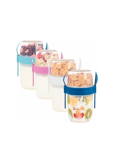 650 Ml Take-go Kaşıklı Hazneli Meyveli Müsli Kabı Piknik Iş Yoğurt Süt Bardağı Kapaklı Ve Kaşıklı Kahvalt Diğer