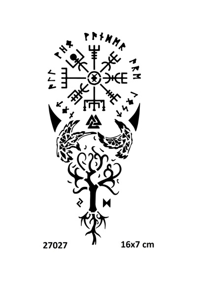 Airbrush Tattoo Viking Ağacı Yapışkanlı Stencil Süsleme Ve Boyama Kalıbı Stencil Kalıp