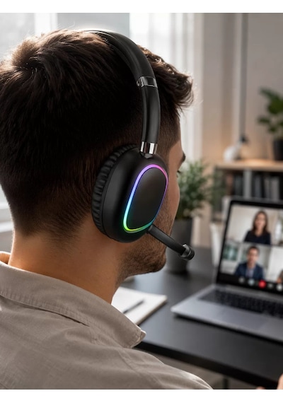 Northcity Kablosuz Bluetooth 5.0 Rgb Işıklı Kulaklık - Tek Şarjla Uzun Süre Dinlence
