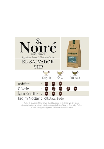 Noire El Salvador Shg 1000g %100 Arabica Single Origin Çekirdek