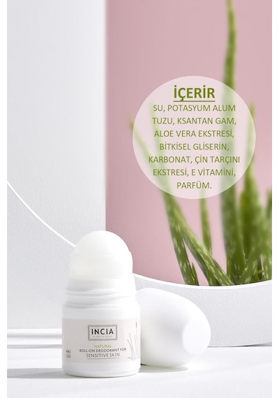 INCIA %100 Doğal Roll On Deodorant Hassas Ciltler İçin Ter Kokusu Önleyici Leke Yapmayan 50 ML