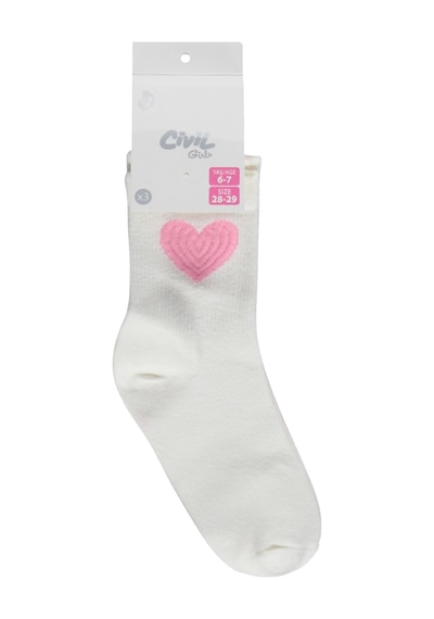 Civil Girls Kabartma Kalp 3'lü 2-12 Yaş Kız Soket Çorap - Standart