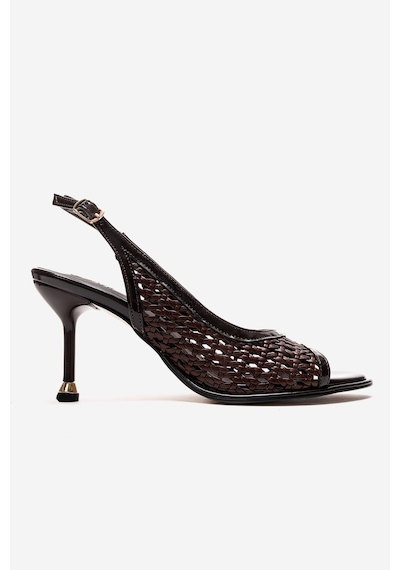 Luvishoes Bonıto Kahverengi Örgü Kadın İnce Topuklu Ayakkabı