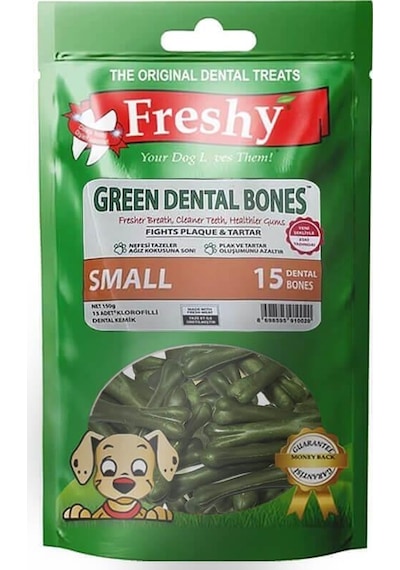 Freshy Dental Yeşil Kemik Köpek Ödülü 15'li Paket - 150 Gr.
