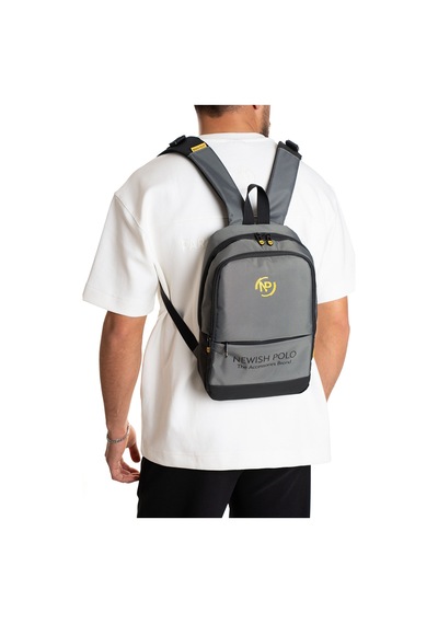 Np 2209 Unisex Minimal Sırt Çantası Laptop Bölmeli Şehir İçi Kullanım Gri
