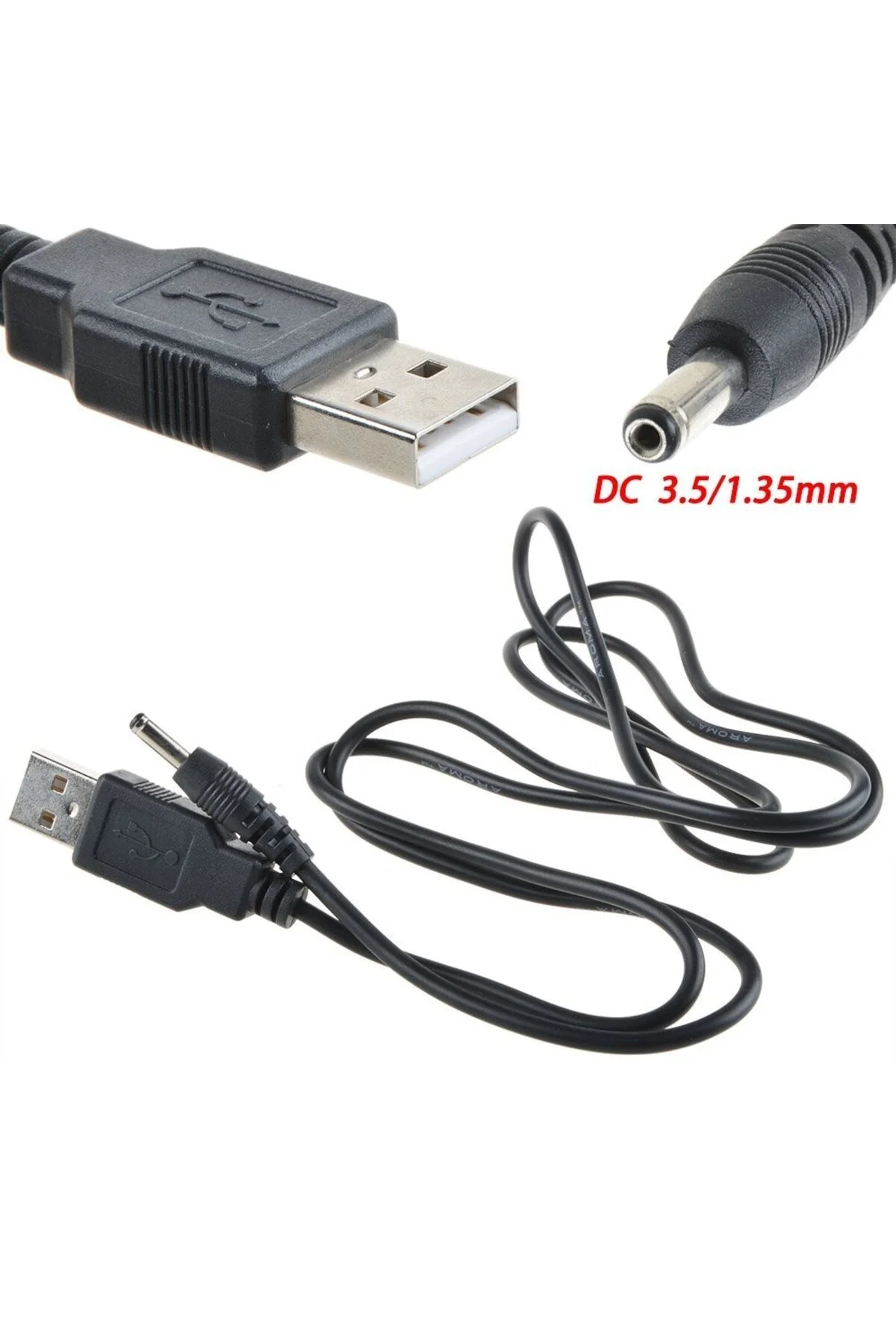 1 Metre Usb To 3.5mm 1.35mm Plug Tip Connector Notebook Tablet Pc 5v Dc Power Cord Cable Erkek Dc Güç Adaptör Kablosu 1mt Dc Kablo 001
