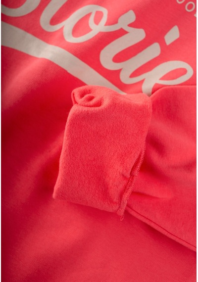 Cigit Baskılı Kız Çocuk Kışlık Sweatshirt 8-12 Yaş Mercan
