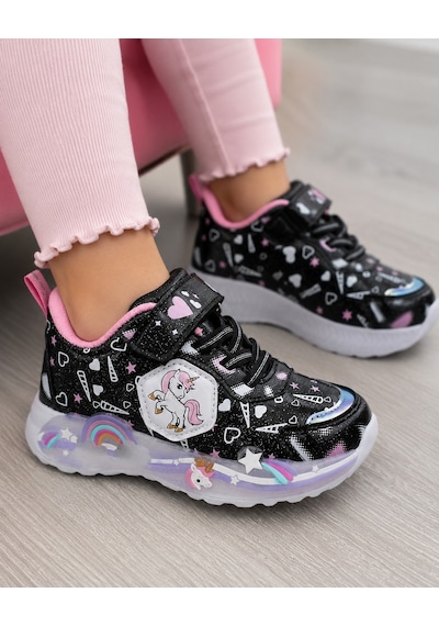 Kuromi 727 Kız Çocuk Işıklı Sneaker Siyah