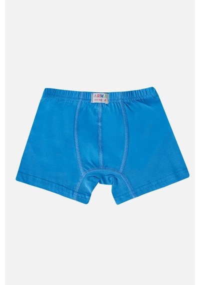 Astrid T Premium İç Çamaşırı Rahat Kesim Normal Bel Erkek Çocuk Düz Pamuklu Likralı Mavi Boxer 6'lı Paket