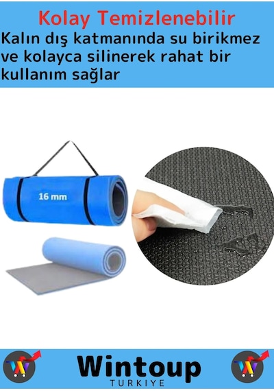 Özel Seri Su Geçirmez Taşıma Askılı Çift Taraflı Kamp Zemin Uyku Yoga Matı Yer Minderi 16mm Kalın Çok Renkli