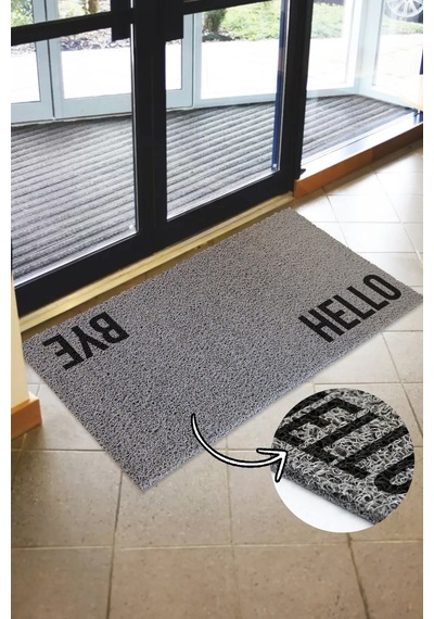Hello Bye Kıvırcık Apartman Ve İş Yeri Giriş Paspası Gri