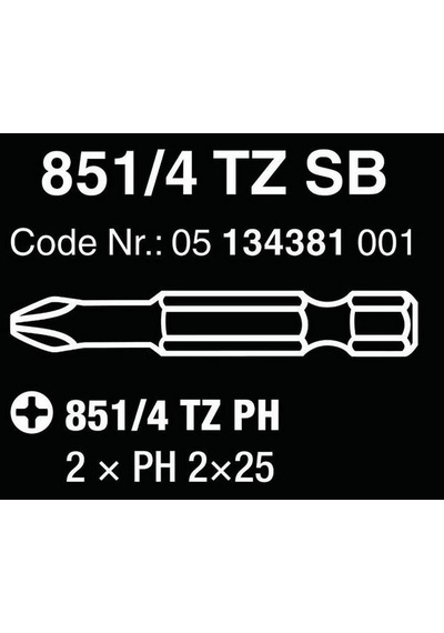 Wera 851/4 TZ Yıldız Bits Uç 2 X 50mm PH2 05134381001