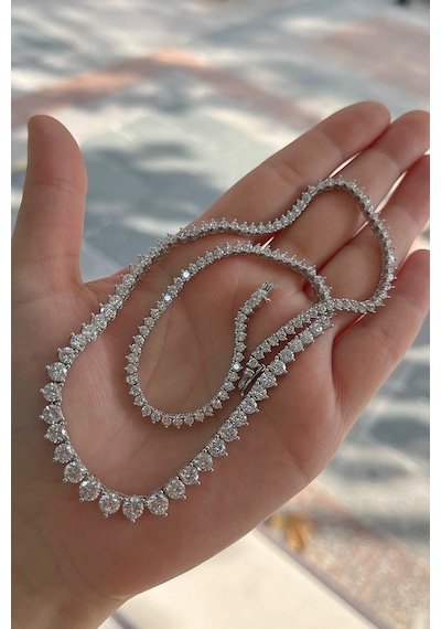 Gümüş 3 Tırnak Süzme Su Yolu 45 Cm Kolye Altın - Gümüş