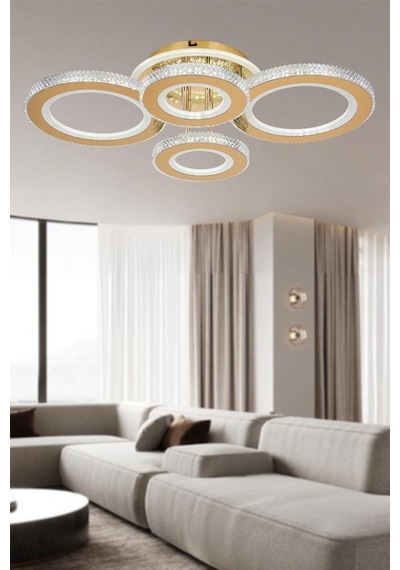 Eray Aydınlatma 2023-4 Sarı Dimmer Kumandalı Led Avize Sarı