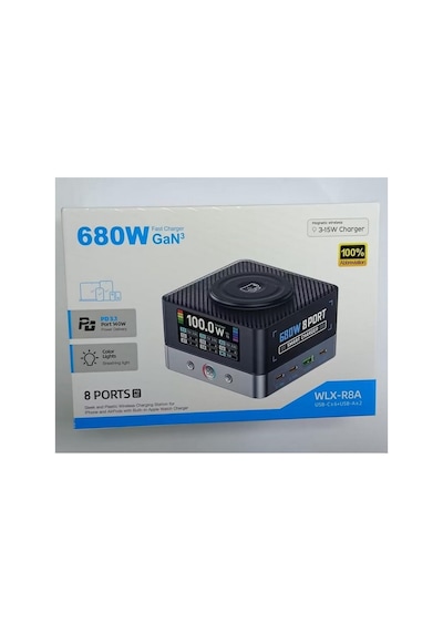 Wlx-r8a 8in1 680w Pd + Qc + Usb Şarj İstasyonu 15w Kablosuz Şarj Masaüstü Çoklu Hızlı Şarj