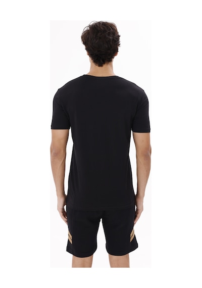 Rowinger Rahat Kesim Pamuklu Bisiklet Yaka Basic Tişört Black