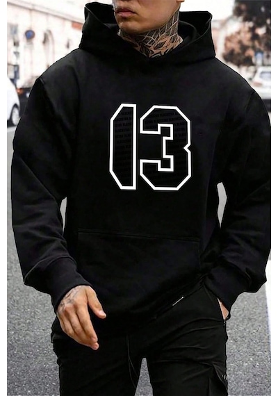 Uyguntarz Blackstar 13 Baskılı Unisex Oversize Sweatshirt siyah