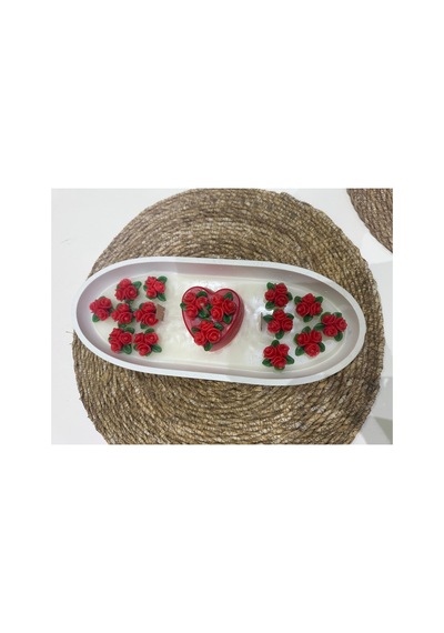 Sevgililer Günü Mum 30x15 Cm Tabak Kırmızı