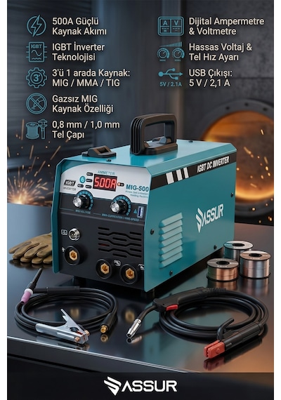 Mıg-350 350a Profesyonel 3'ü 1 Arada Mıg Mma Tıg İnverter Gazsız Gazaltı Kaynak Makinesi-3212 -