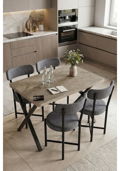 Mutfak Masası 4 Sandalyeli Set 110x70 Cm Modern Bahçe Cafe Masa Takımı 4 Kişilik Tedy 9883 Anstrasit Gri Mutfak Masası 4 Sandalyeli Set 110x70 Cm Modern Bahçe Cafe Masa Takımı 4 Kişilik Tedy 9883 Anstrasit Gri